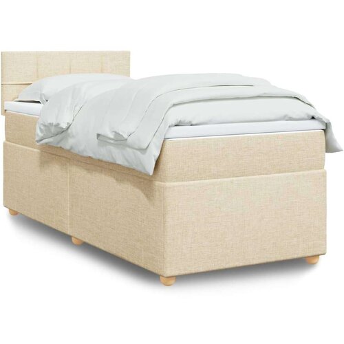  Okvir kreveta s oprugama i madrac krem 80x200 cm od tkanine Slike