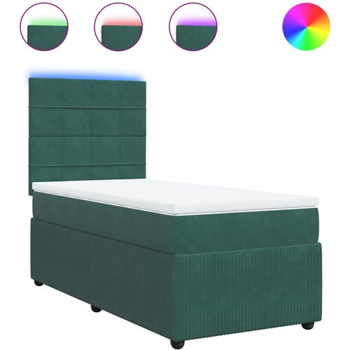 vidaXL Box spring postelja z vzmetnico temno zelena 90x200 cm žamet, (21309564) Cene