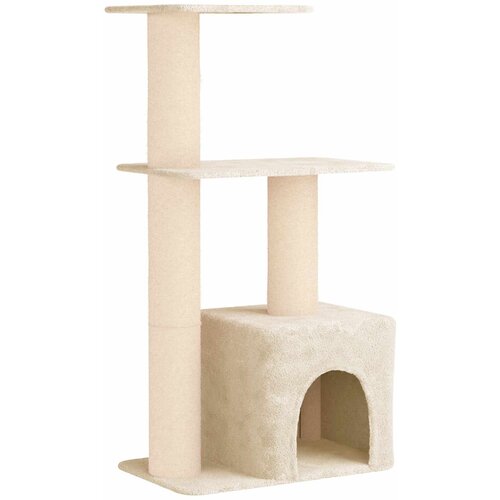 VidaXL Mačje drvo s sisalnim postoljima za grebanje Krem 133 cm - Krem Slike