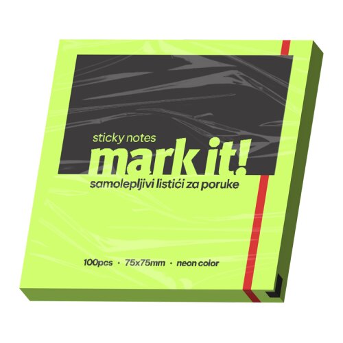 Mark IT Samolepljivi listići Mark 100lis, 75x75mm NEON zeleni Slike