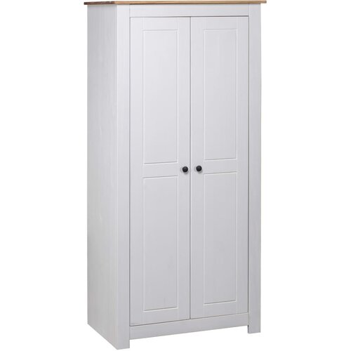  Garderobna omara bela 80x50x171,5 cm trdna borovina Panama Slike