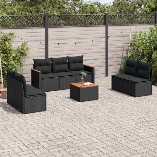  8-dijelni set vrtnih sofa od poliratana s jastucima crni Slike