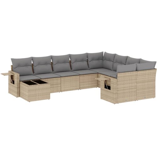 vidaXL 10-dijelni set vrtnih sofa s jastucima bež od poliratana Cijene