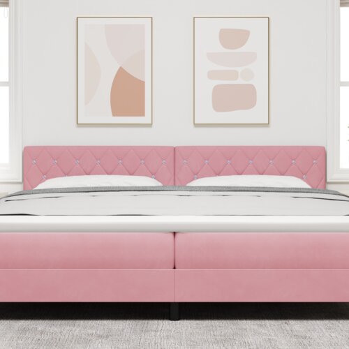  LED uzglavlje s kristalnim dugmadi tufted ružičasto 100 cm bar&amp;scaron;un Slike