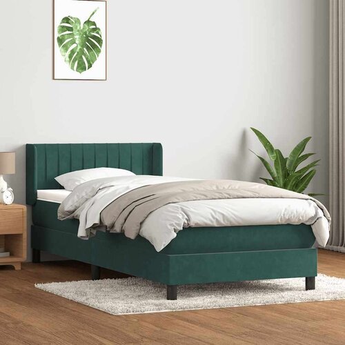 Box spring postelja z vzmetnico Temno zelena 80x210 cm žamet, (21792454) Cene