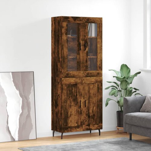vidaXL Visoka komoda dimljeni hrast 69 5x34x180 cm konstruiranog drva Cijene