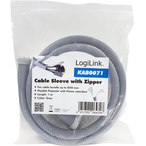 Logilink fleksibilna zaštita za kablove sa rajfešlusom 1m x 50mm siva Cene
