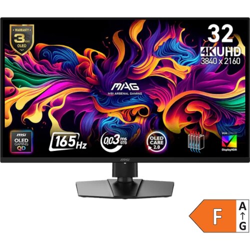 MSI Zaslon MAG 322UP QD-OLED E16 31,5" / 4K UHD / 165Hz / 0,03ms (GTG) (črn) &ndash; nastavljiv po vi&scaron;ini - PD 15W Cene