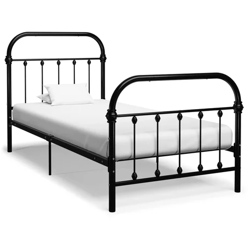 vidaXL posteljni okvir črn kovinski 90x200 cm
