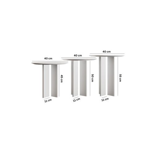 Hanah home set stolova za kafu leo (55 + 50 + 45) white Slike