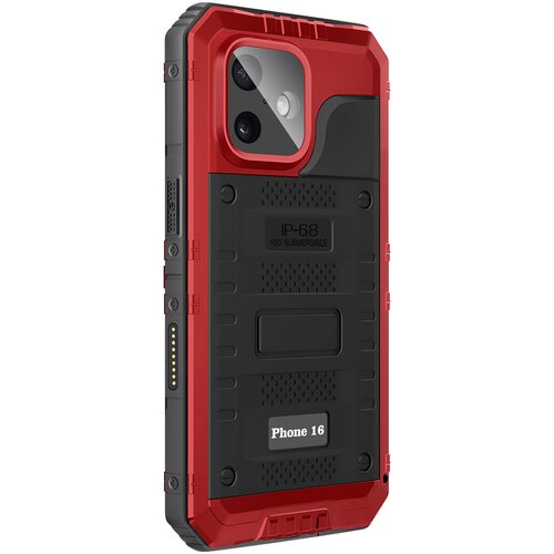 AVIZAR Vodoodporni ovitek za iPhone 16 IP68, odporen na udarce, ojačani robovi, Črna / Rdeča, (5000189534) Cene