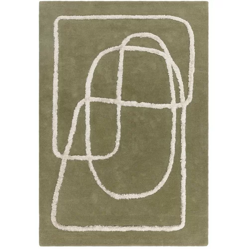 Asiatic Carpets Zelena ročno tkana volnena preproga 200x300 cm Matrix –