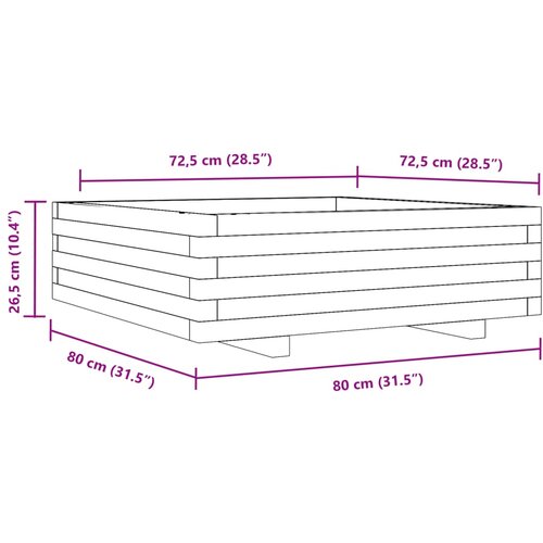  Vrtna sadilica vo&amp;scaron;tano smeđa 80 x 80 x 26,5 cm masivna borovina Slike