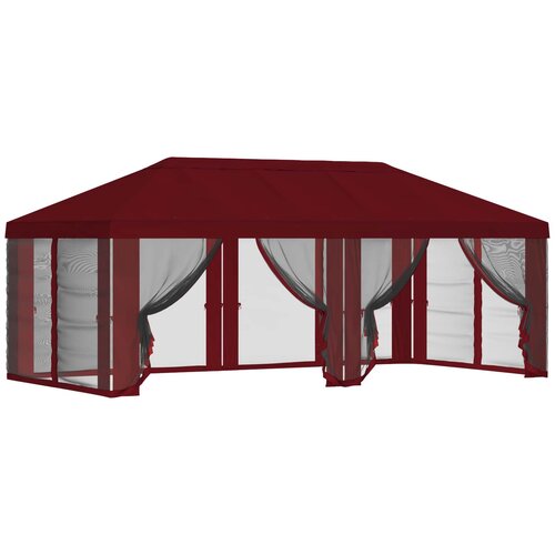 VidaXL Pokrov za gazebo s bočnim zidovima 6 x 3 m Tamno crvena - Tamno crvena Slike