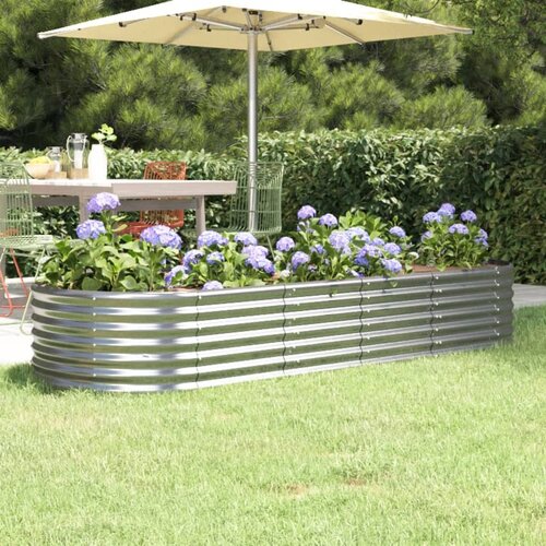 vidaXL visoka greda iz prašno premazanega jekla 224x80x36 cm srebrna Cene