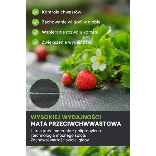  Crni agrotekstil 1100 cm x 50 m UV 135 g agrotekstil protiv korova + sidra Slike