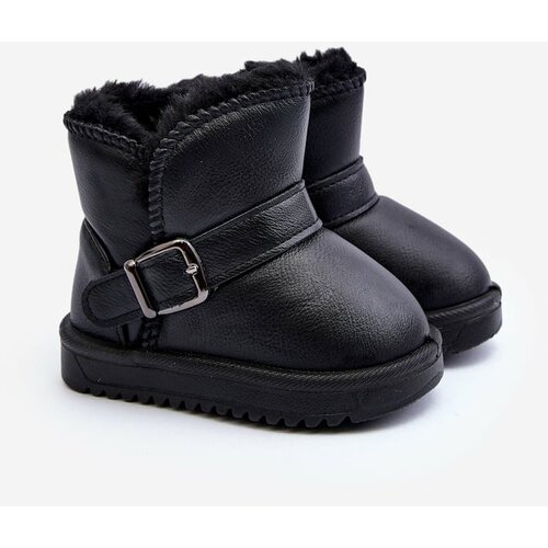 Kesi Children's eco leather snow boots with belt, black Orinor Slike