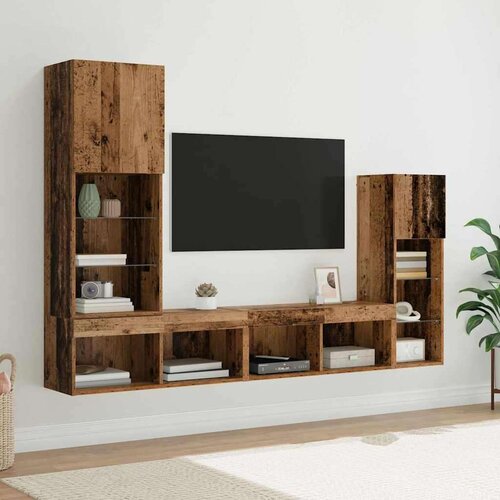 TV stenske enote z LED lučmi 4 pcs Star les Konstruiran les, (5000112998) Cene