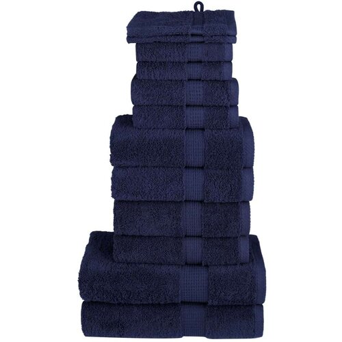 VidaXL 12-dijelni vrhunski set ručnika modri 600 gsm 100 % pamuk Slike