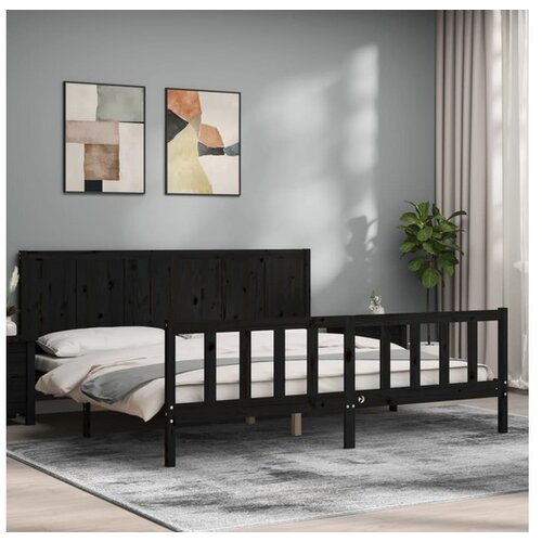 vidaXL Za krevet s uzglavljem crni 200 x 200 cm od masivnog drva Cene