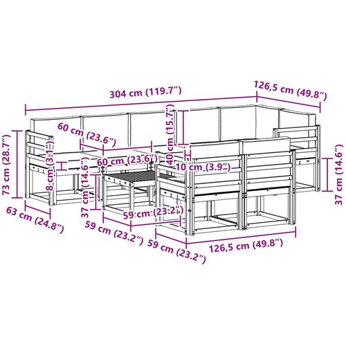  Set vanjskih sofa 9 kom. Prirodna i antracit Slike