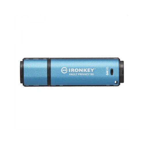 Kingston Technology IronKey Vault Privacy 50 USB izbrisivi memorijski pogon 64 GB USB Tip-A 3.2 Gen 1 (3.1 Gen 1) Plavo Slike