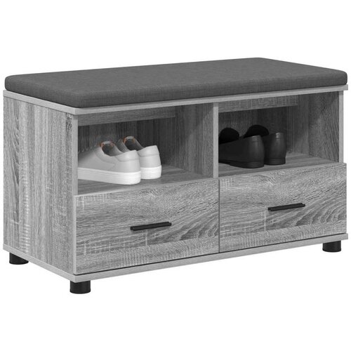  Klupa za hodnik s jastukom Siva Sonoma 80 x 38 x 46 cm Slike