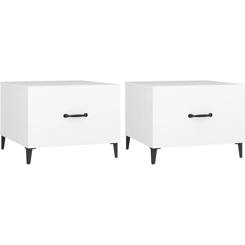  Stolić za kavu s metalnim nogama 2 kom bijeli 50 x 50 x 40 cm Slike