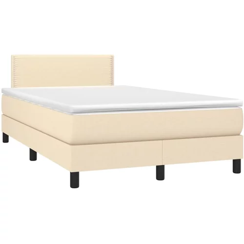 vidaXL Box spring postelja z vzmetnico krem 120x190 cm blago, (21111532)