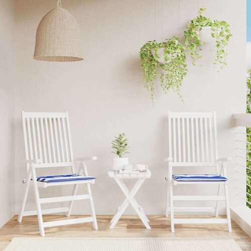  Jastuci za vrtne stolice 2 kom plavo-bijeli 50x50x3 cm tkanina Slike
