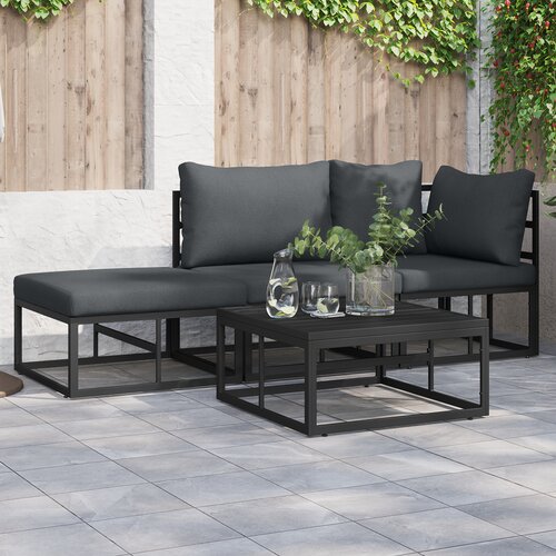 vidaXL Vrtna sedežna garnitura 3 pcs Črna 211.5 x 71.5 x 71 cm Cene