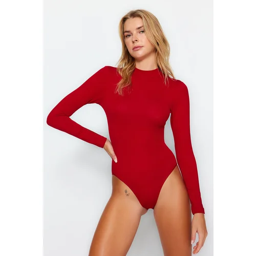 Trendyol Red Turtleneck Long Sleeve Bodysuit With Snap Button