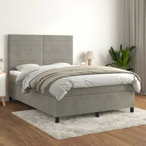  Box spring postelja z vzmetnico svetlo siva 140x200 cm žamet, (20789748)
