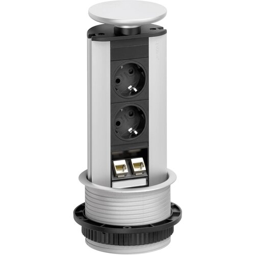 EVOline RAZDELILNIK R PORT DATA\, SREBRO/ALUMINIJ\, 2 VTIČNICI+2 RJ45 za mrežni priključek 93100314 Schulte Elektrotechnik, (20458037) Cene