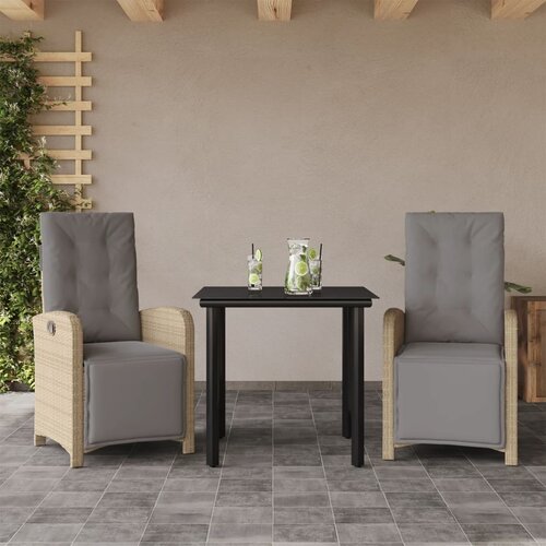 VidaXL 3-dijelni bistro set s jastucima bež od poliratana Slike