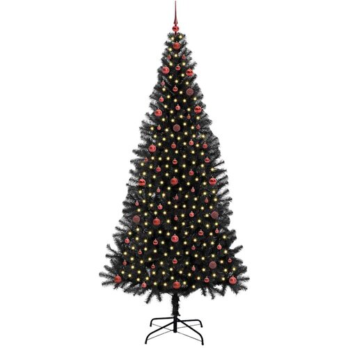 VidaXL Božićno drvce s 300 LED svjetlima s stalakom Crna 240 cm PVC Slike