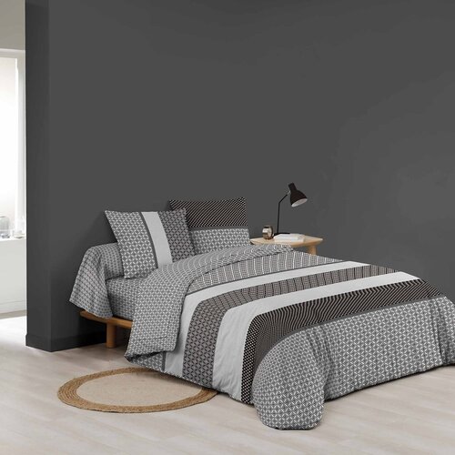 Douceur d int&amp;eacute;rieur Crno-bijela pamučna posteljina za bračni krevet/za produženi krevet s uključenom plahtom/6-dijelna 240x220 cm Meiko &amp;ndash; Slike