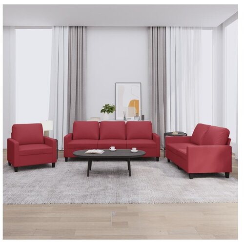 vidaXL 3-dijelni set sofa s jastucima boja vina od umjetne kože Cijene