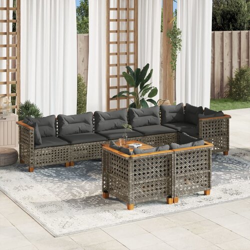 vidaXL 9-dijelni set vrtnih sofa od poliratana s jastucima sivi Cijene