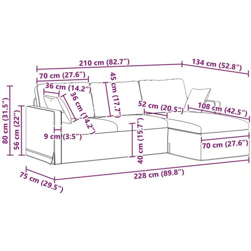 SOFA Krema Sveukupne dimenzije: 228 x 134 x 80 cm (&amp;Scaron; x Dub x V) Slike