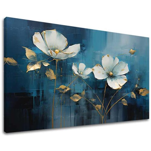  Bezvremenska elegancija na platnu Plava apstrakcija sa zlatnim akcentima 40k60 cm Cene