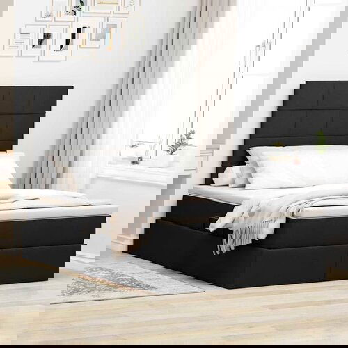 VidaXL Krevet S LED lampica s uzglavljem Crna 120 x 200 cm tkanina Slike