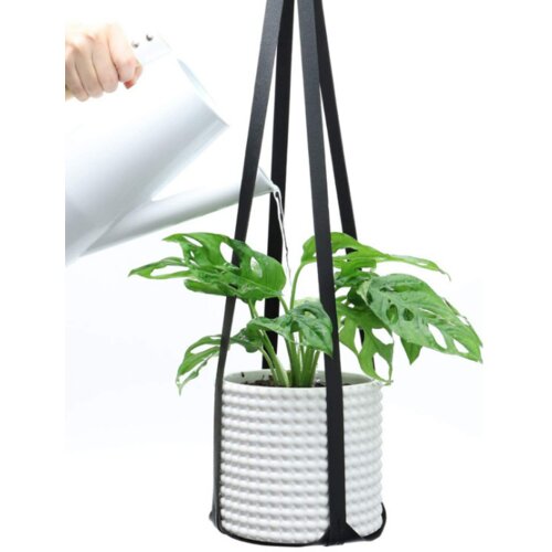 INF Minimalistično usnjeno viseče stojalo za ko&amp;scaron;aro za cvetlični lonec Black, (21539753) Slike