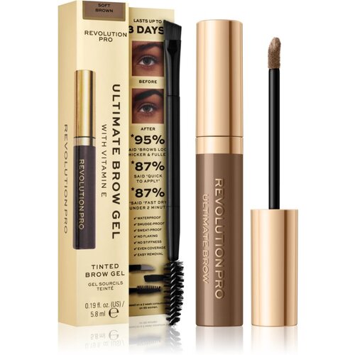 Revolution Ultimate Brow Gel gel za učvr&amp;scaron;ćivanje za obrve nijansa Soft Brown 5,8 g Slike