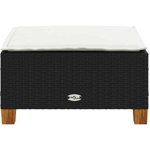  Vrtni tabure s jastukom crni 63,5x56x32 cm od poliratana Slike
