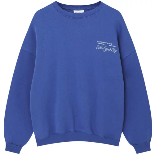 Pull&Bear Sweater majica kraljevsko plava / bijela