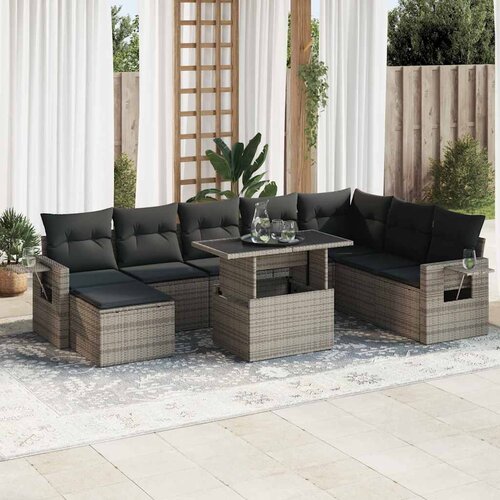  9-dijelni set vrtnih sofa od poliratana s jastucima Slike