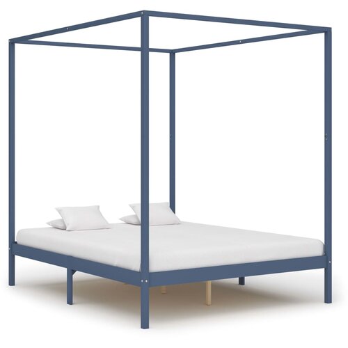  Za krevet s baldahinom od borovine sivi 160 x 200 cm Slike