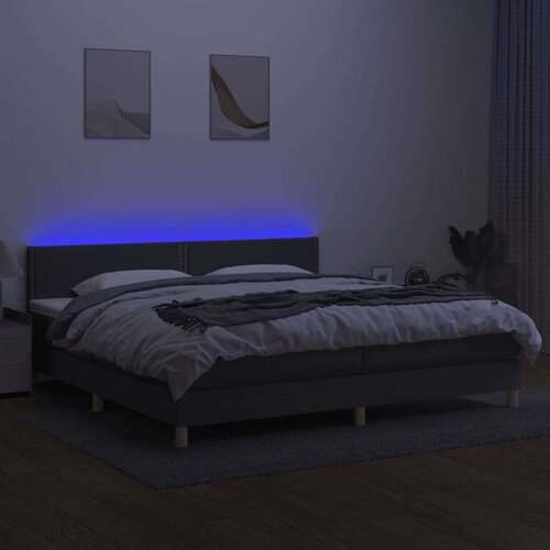  Box spring s madracem LED tamnosivi 200x200 cm tkanina Slike