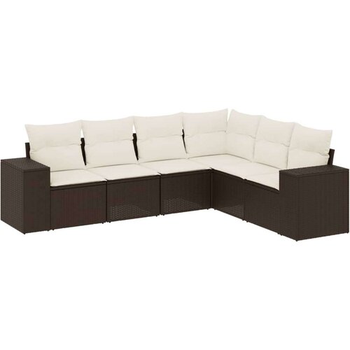 VidaXL 6-dijelni set vrtnih sofa od poliratana s jastucima smeđi Slike